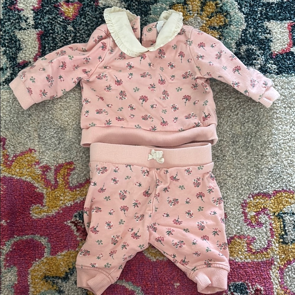 Janie and Jack Pink Floral Pajama Set